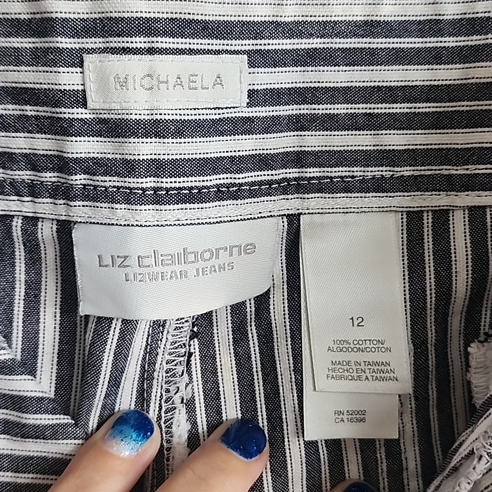 Liz Claiborne cotton striped capris 12 - Picture 3 of 5